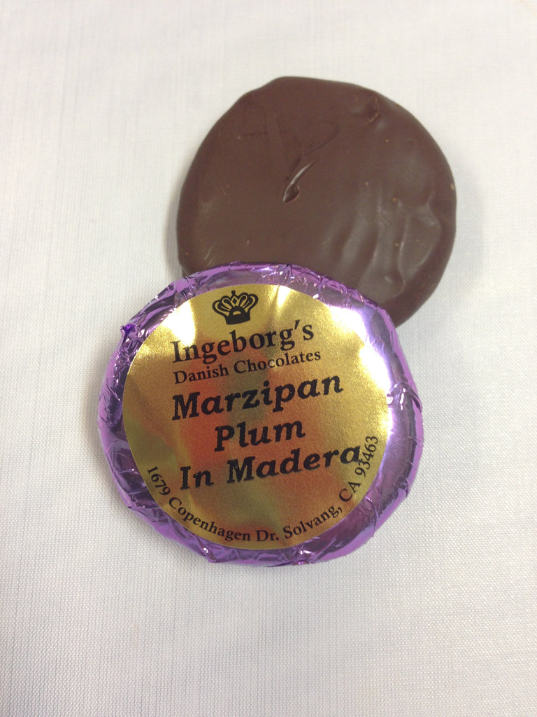 Marzipan Medallions w/ Plum & Madeira – Ingeborg's Danish Chocolates Inc.