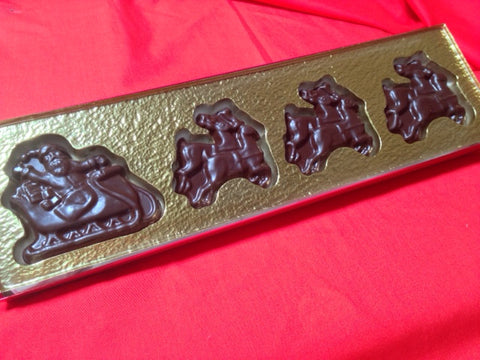 Chocolate Santa's Sleigh W/ Reindeer - 1/2 Pound
